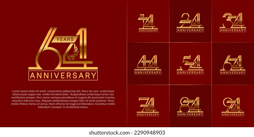 set of anniversary logotype golden color with ornament for special celebration event