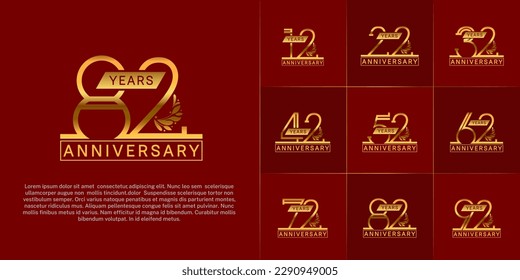 set of anniversary logotype golden color with ornament for special celebration event