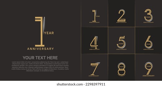 set of anniversary logotype golden color for special celebration event