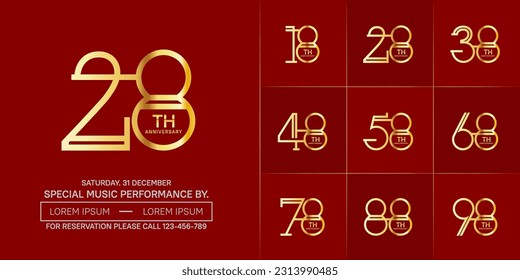 set of anniversary logotype golden color for special celebration event