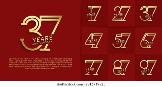 set of anniversary logotype golden color for special celebration event