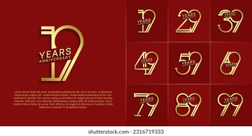 set of anniversary logotype golden color for special celebration event