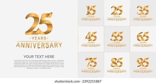 Juego de Aniversario Logotipo color dorado puede ser utilizado para la celebración de un día especial