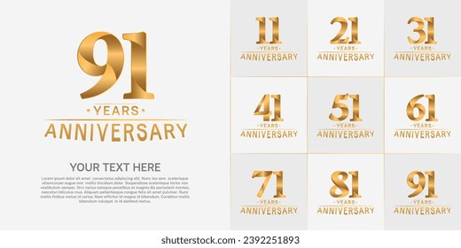 Set of Anniversary Logotype golden color can be use for special day celebration