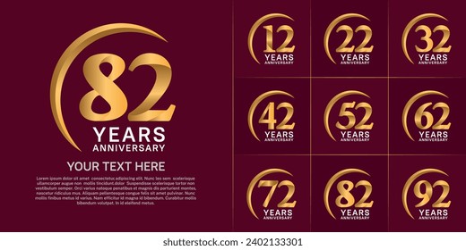 Set of Anniversary Logotype golden color can be use for special day celebration