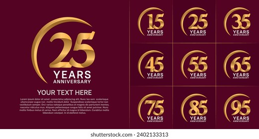 Set of Anniversary Logotype golden color can be use for special day celebration