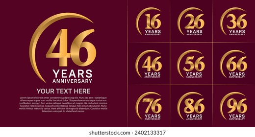 Set of Anniversary Logotype golden color can be use for special day celebration