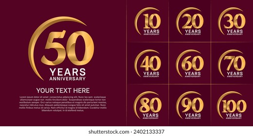 Set of Anniversary Logotype golden color can be use for special day celebration