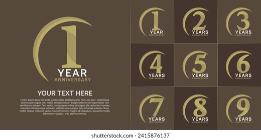Set of Anniversary Logotype golden color can be use for special day celebration