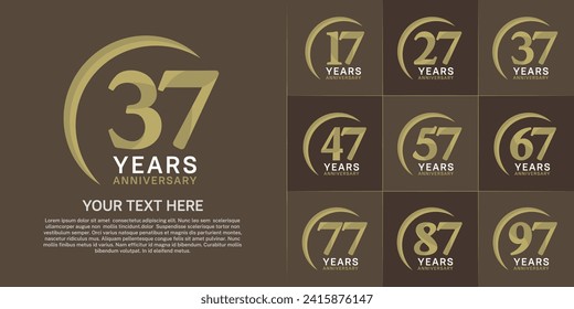 Set of Anniversary Logotype golden color can be use for special day celebration