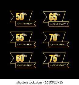 Set of anniversary logotype golden anniversary vector image. Collection of anniversary typography logotype vector