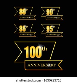 Set of anniversary logotype golden anniversary vector image. Collection of anniversary typography logotype vector