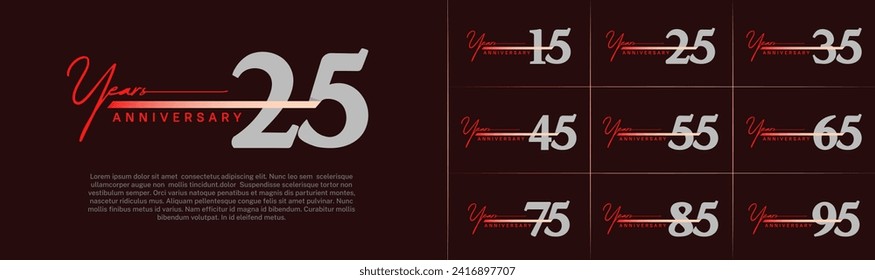 Set of Anniversary Logotype gray color with ribbon can be use for special day celebration