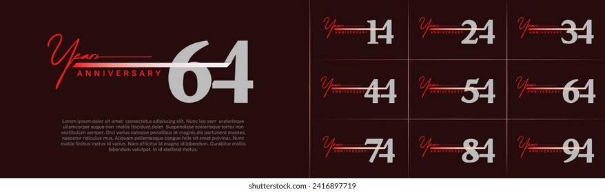 Set of Anniversary Logotype gray color with ribbon can be use for special day celebration