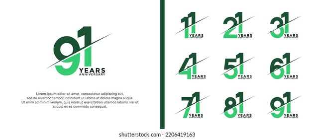 set of anniversary logotype green color on white background for celebration moment