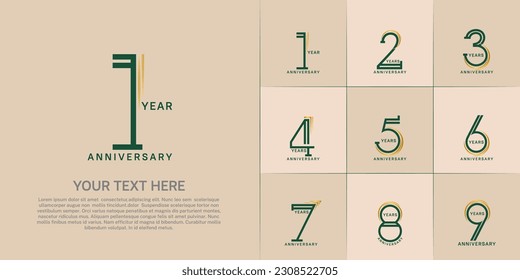 set of anniversary logotype green color for special celebration event