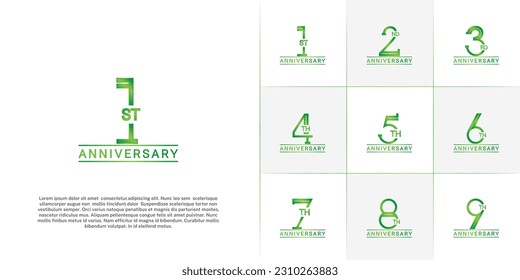 set of anniversary logotype green color for special celebration event