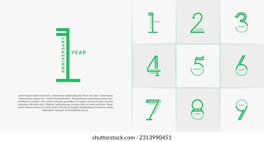 set of anniversary logotype green color for special celebration event