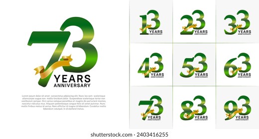 Set of Anniversary Logotype green color with gold ribbon can be use for special day celebration