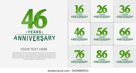 Set of Anniversary Logotype green color can be use for special day celebration
