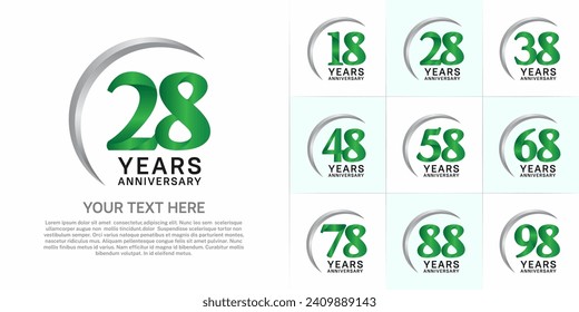 Set of Anniversary Logotype green color can be use for special day celebration