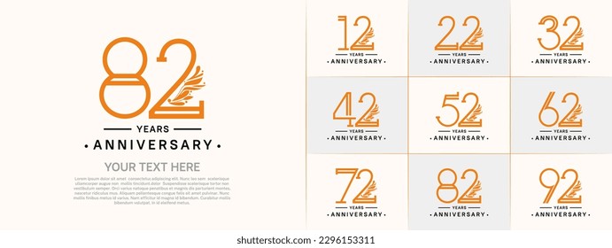 juego de aniversario logotipo de color anaranjado y negro y adorno para evento de celebración especial