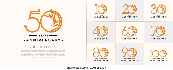 Jubiläumsfeierlichkeiten in orangefarbener und schwarzer Farbe und Ornament