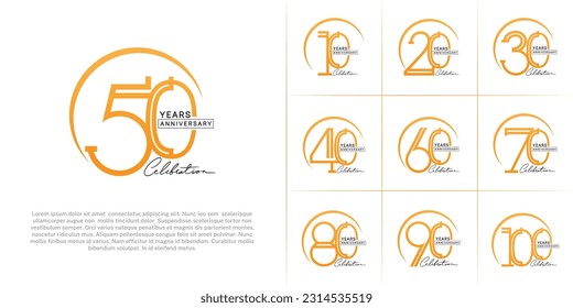 juego de aniversario logotipo de color naranja y negro con escritura a mano para un evento de celebración especial