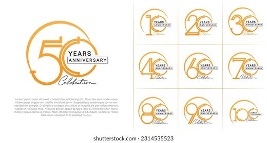 juego de aniversario logotipo de color naranja y negro con escritura a mano para un evento de celebración especial