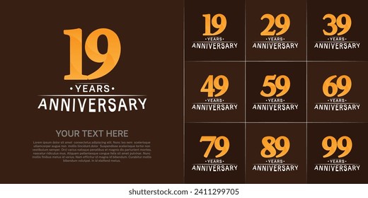 Juego de Aniversario Logotipo color naranja y blanco se puede usar para la celebración de un día especial
