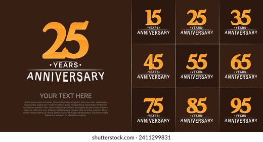 Set of Anniversary Logotype orange and white color can be use for special day celebration