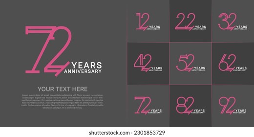 set of anniversary logotype pink and white color for special celebration event