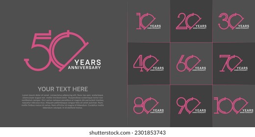set of anniversary logotype pink and white color for special celebration event