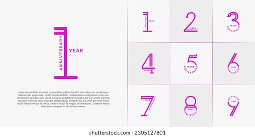 set of anniversary logotype purple color for special celebration event