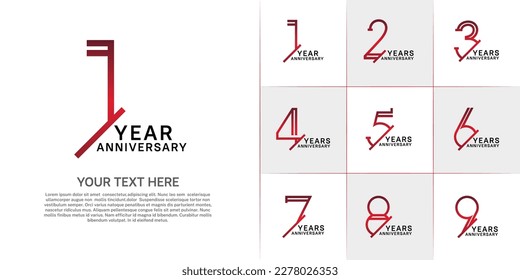set of anniversary logotype red and black color for special celebration event
