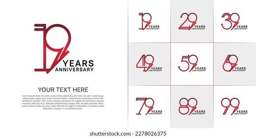 set of anniversary logotype red and black color for special celebration event