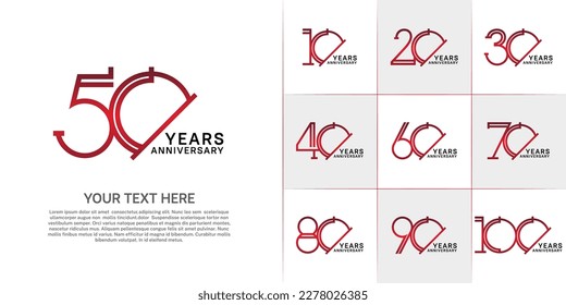set of anniversary logotype red and black color for special celebration event