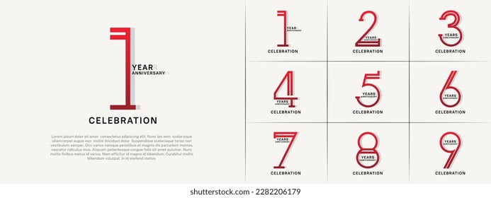 set of anniversary logotype red and black color for special celebration event