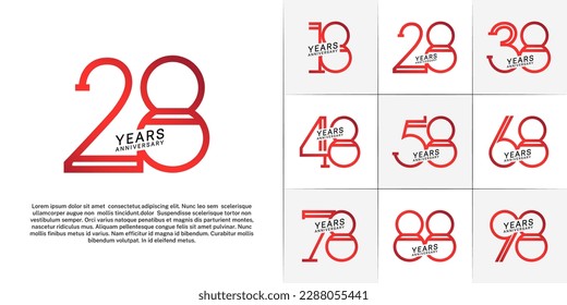 set of anniversary logotype red and black color for special celebration event
