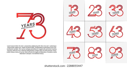 set of anniversary logotype red and black color for special celebration event