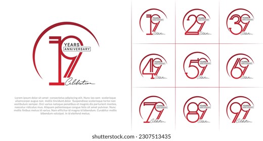 juego de aniversario logotipo de color rojo y negro con escritura a mano para evento de celebración especial