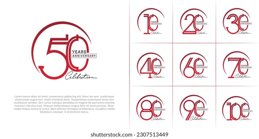 juego de aniversario logotipo de color rojo y negro con escritura a mano para evento de celebración especial