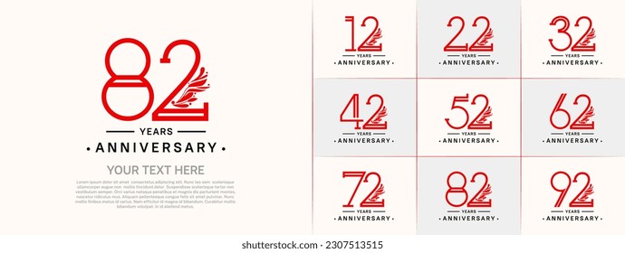 set of anniversary logotype red and black color and ornament for special celebration event