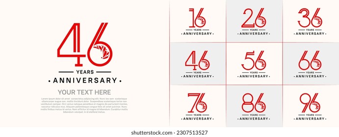 juego de aniversario logotipo de color rojo y negro y adorno para evento de celebración especial