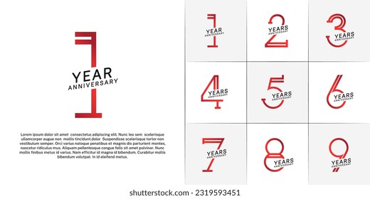 set of anniversary logotype red and black color for special celebration event