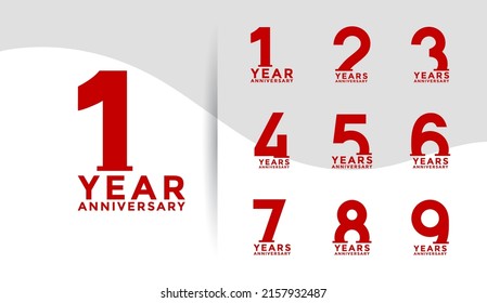 Set of Anniversary logotype and red color with white background for celebration