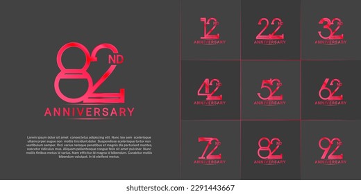 conjunto de color rojo del logotipo del aniversario para un evento de celebración especial