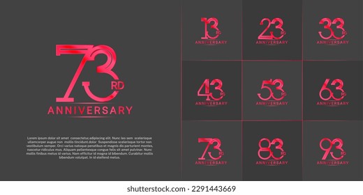 set of anniversary logotype red color for special celebration event