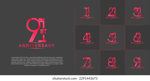 set of anniversary logotype red color for special celebration event