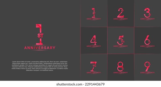 set of anniversary logotype red color for special celebration event
